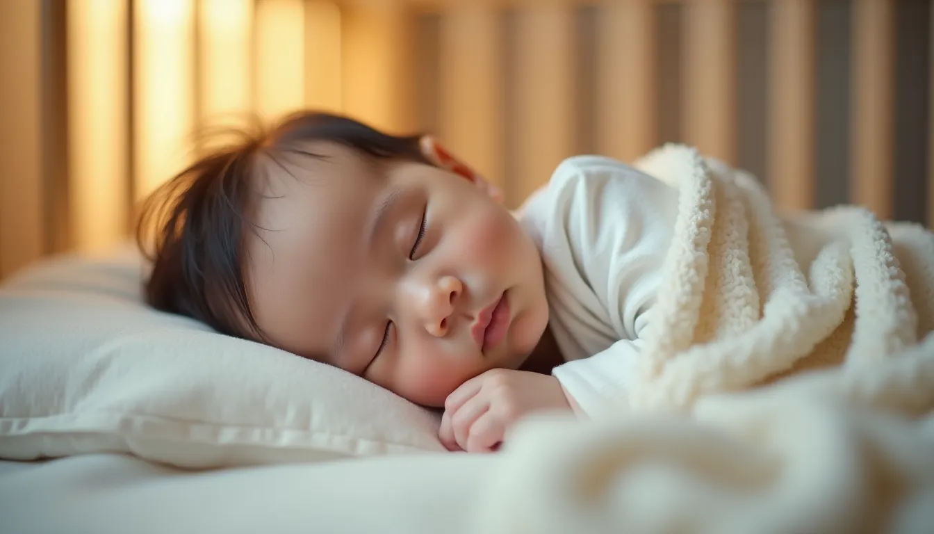 Baby sleeping peacefully in crib after a vaccination visit